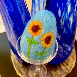 Hand, crafted artisan needle felted wool egg unique spring decor collectible